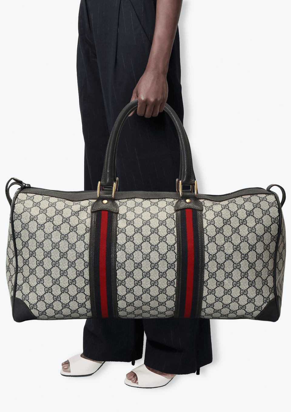 VINTAGE DUFFEL GG SUPREME WEB TRAVEL BAG