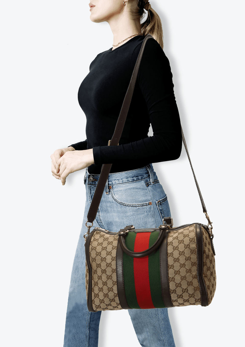VINTAGE WEB GG BOSTON BAG