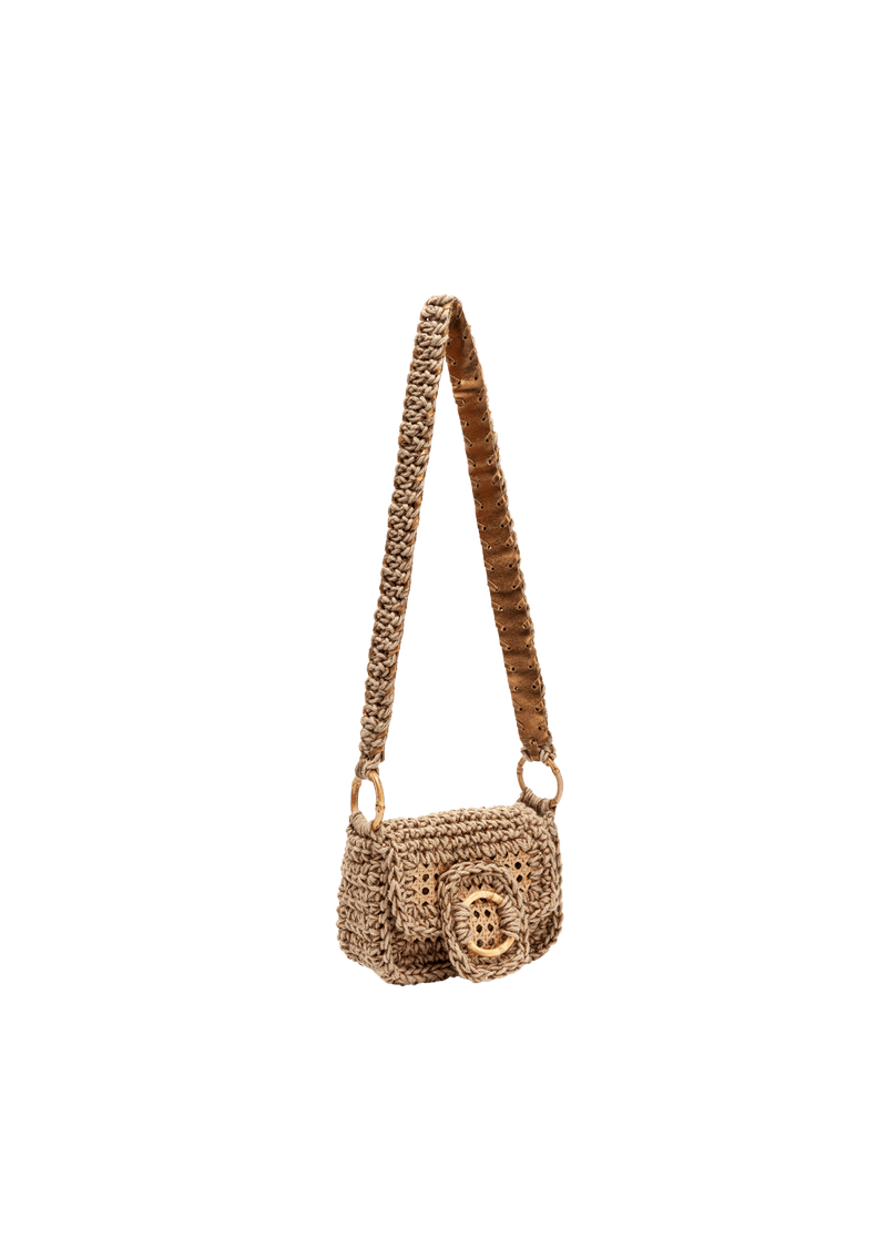 MINI BOLSA EM CROCHÊ DE SISAL COM PALHA INDIANA