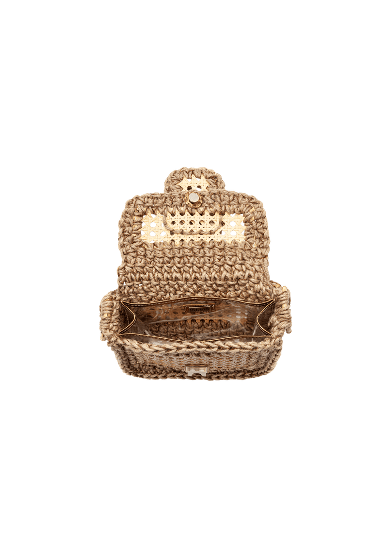 MINI BOLSA EM CROCHÊ DE SISAL COM PALHA INDIANA