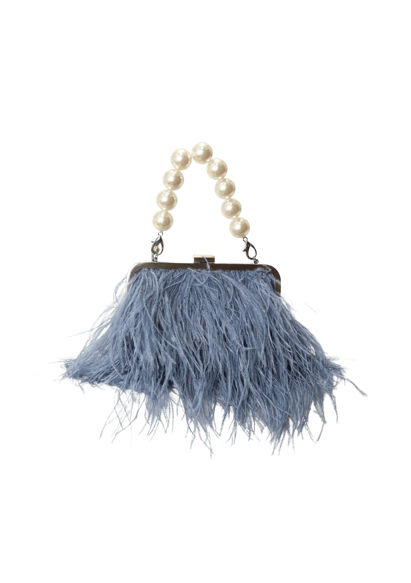 PLUMAS W/ PÉROLAS FAUX CLUTCH