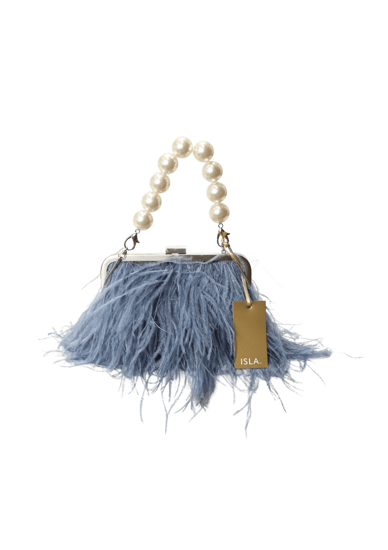 PLUMAS W/ PÉROLAS FAUX CLUTCH