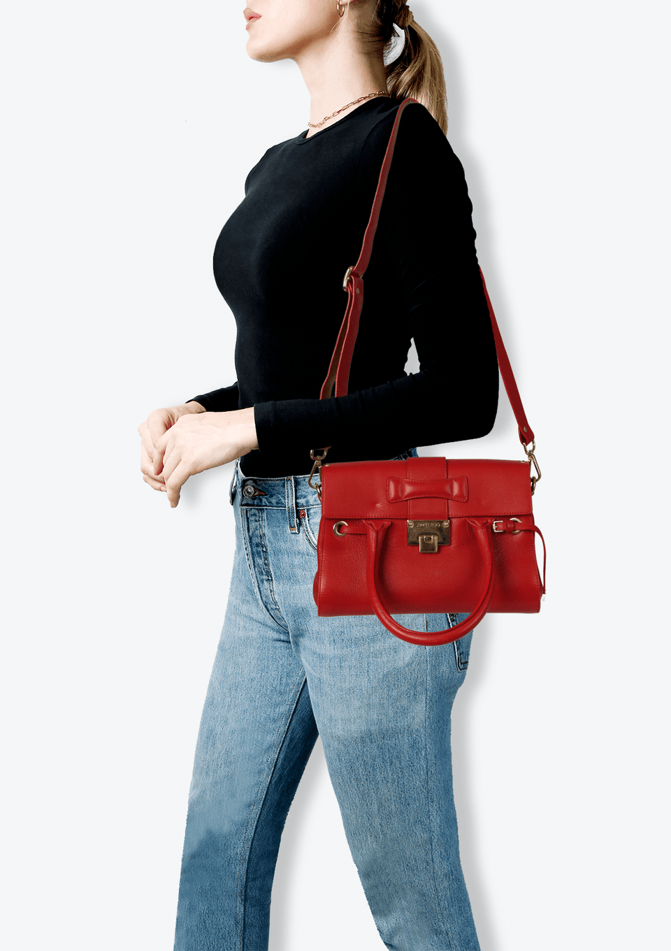 Bolsa Jimmy Choo Leather Handle Bag Vermelha Original – Gringa