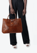 CROCO EMBOSSED ROSEAU TOTE