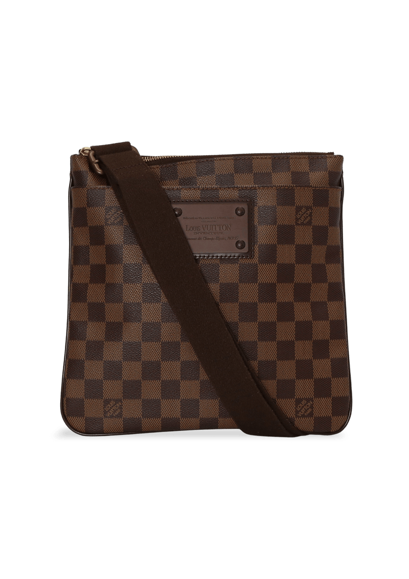 Brown Louis Vuitton Damier Ebene Brooklyn Flat Pochette Crossbody Bag