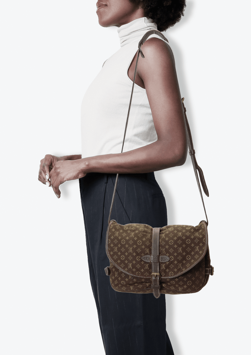 Louis Vuitton Fusain Monogram Mini Lin Saumur Shoulder Bag Louis