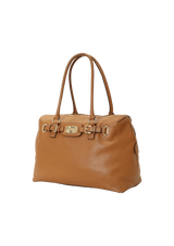 BELTED LEATHER HANDLE BAG