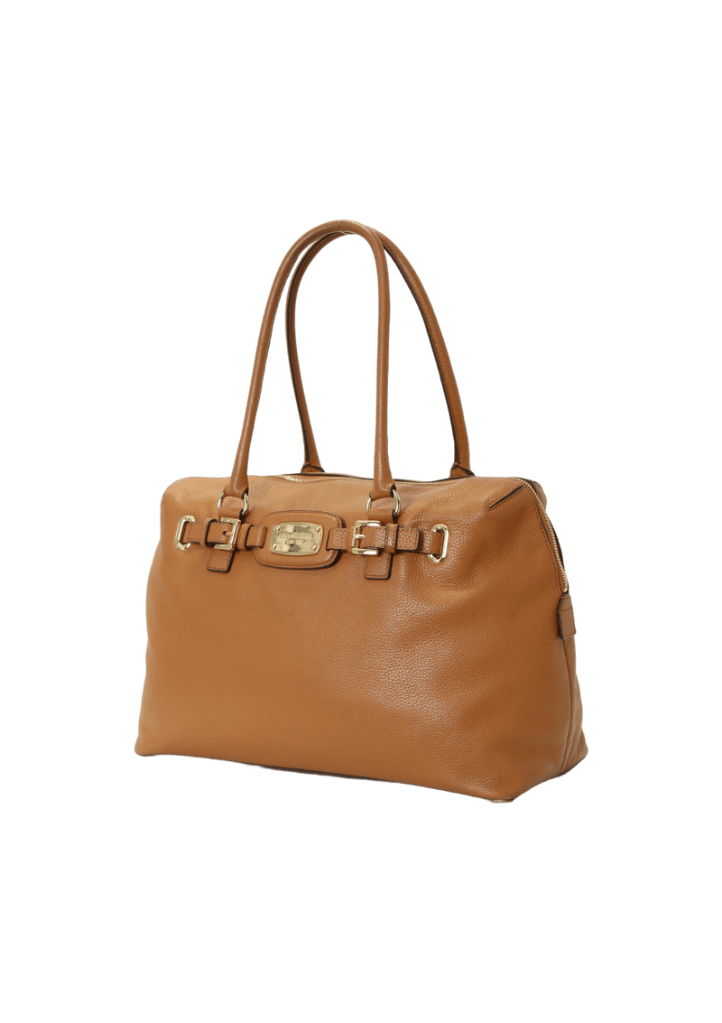 BELTED LEATHER HANDLE BAG