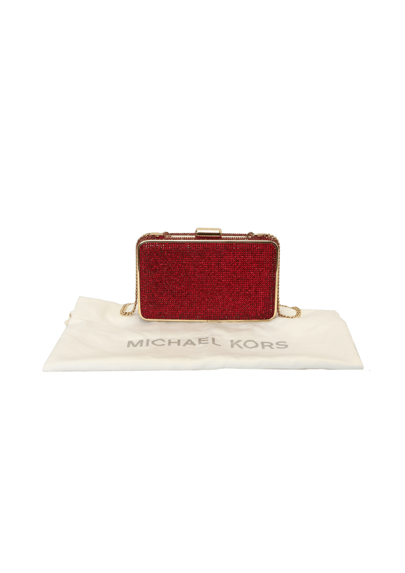 ELSIE RED CRYSTAL BOX CLUTCH