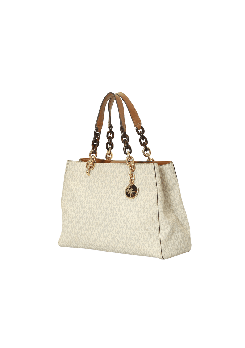 Bolsa Michael Kors Monogram Chain Link Bag Branco Original Gringa