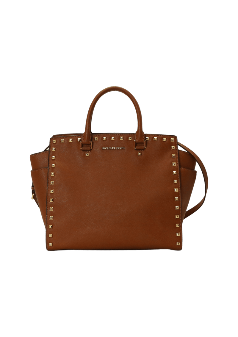 STUDDED LEATHER TOTE