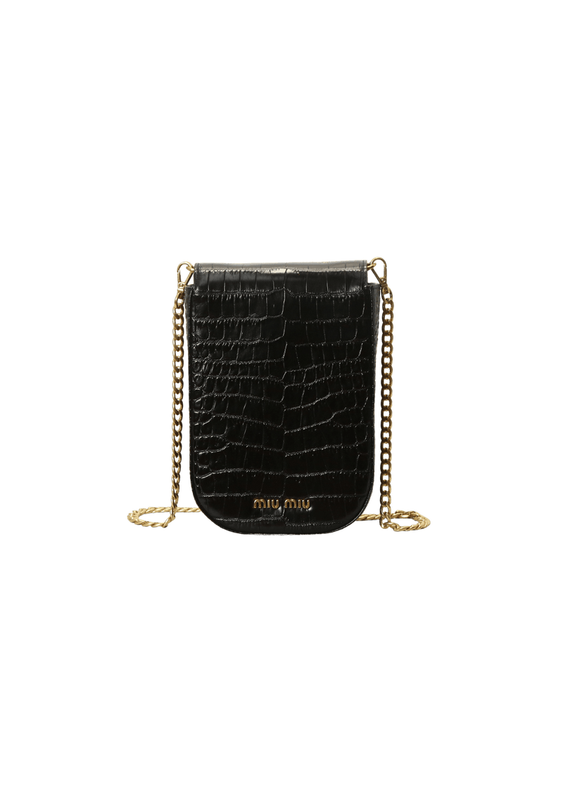 EMBOSSED LEATHER CHAIN-LINK BAG