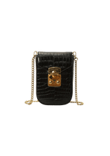 EMBOSSED LEATHER CHAIN-LINK BAG