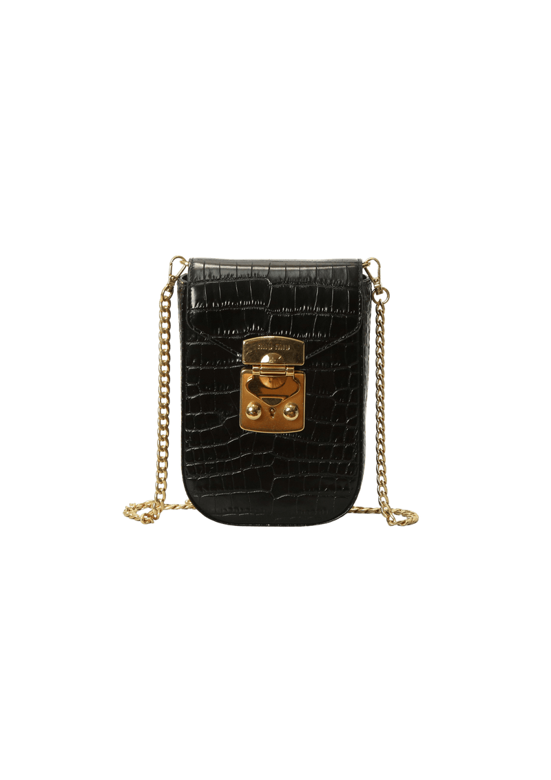 EMBOSSED LEATHER CHAIN-LINK BAG