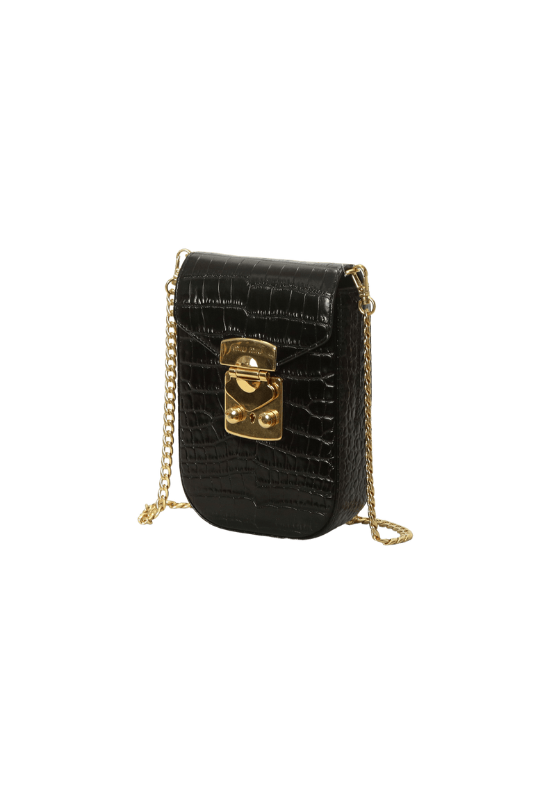 EMBOSSED LEATHER CHAIN-LINK BAG