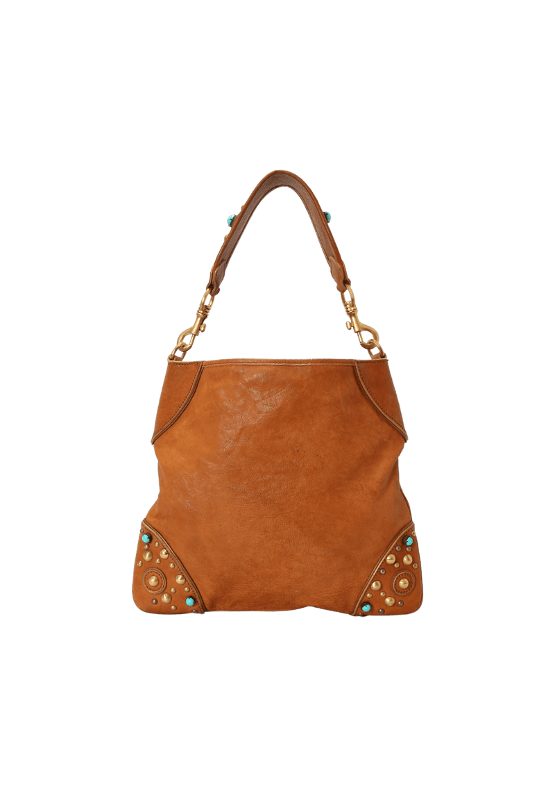 LEATHER STUDDED HOBO