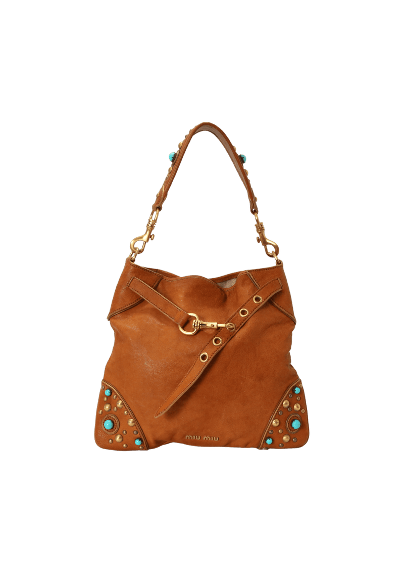 LEATHER STUDDED HOBO