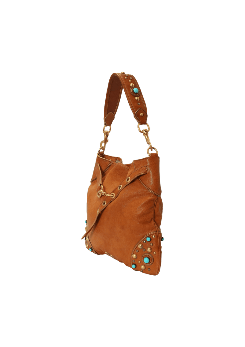 LEATHER STUDDED HOBO