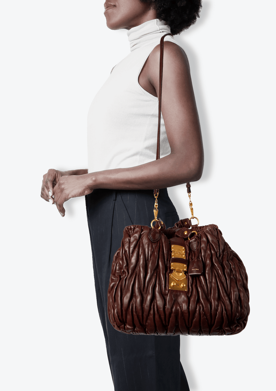 バッグ Miu Miu Matelasse 2way Leather Bag 2635 Bolsa Miu Miu Matelasse Madras Bag Vinho Original – Gringa