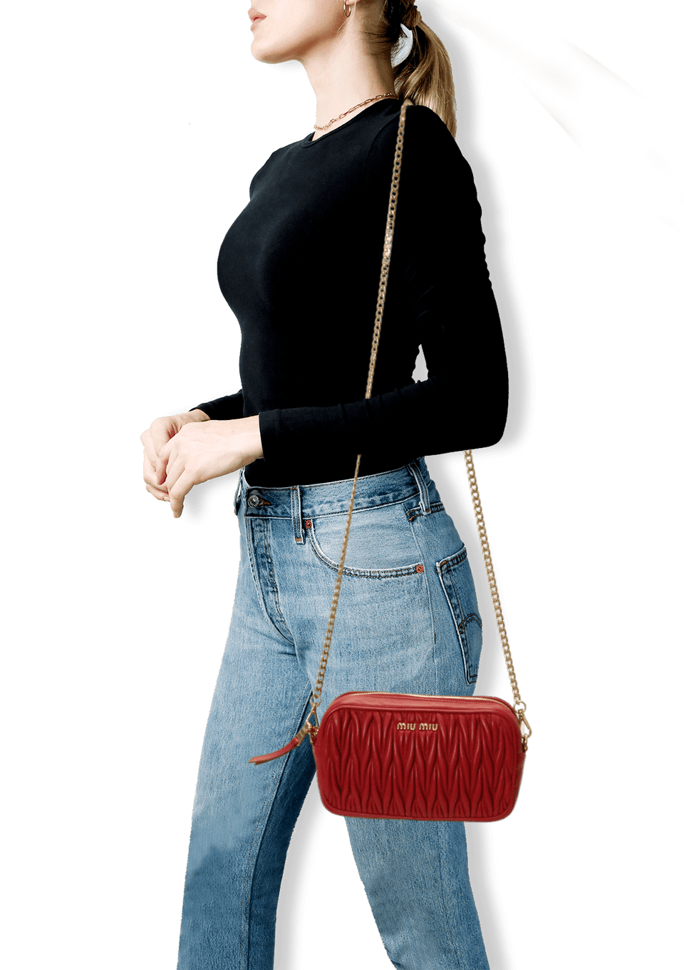 Bolsa Miu Miu Mini Matelassé Belt Bag Vermelha Original – Gringa