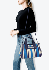 SMALL STRIPED CANVAS TOTE