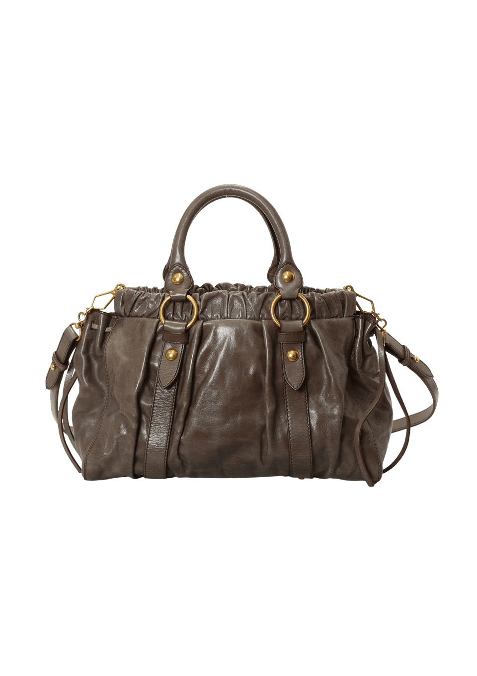 【希少/ビンテージ】miumiu archive vitello lux bag Bolsa Miu Miu Vitello Lux Satchel Bag Cinza Original – Gringa