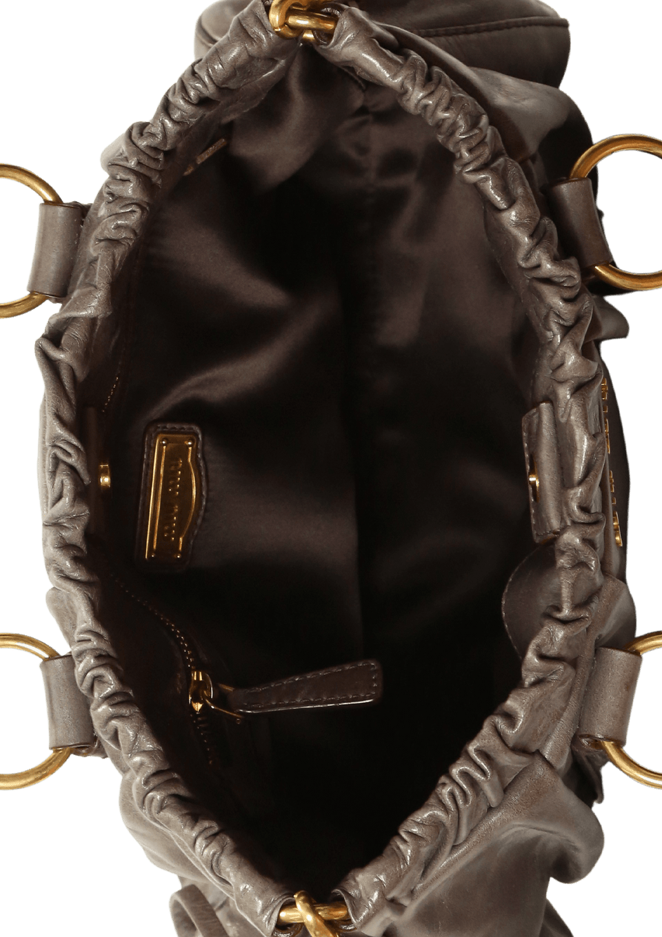 Bolsa Miu Miu Vitello Lux Satchel Bag Cinza Original – Gringa