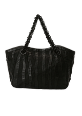 CHAIN LINK LEATHER TRIMMED TOTE