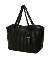 CHAIN LINK LEATHER TRIMMED TOTE