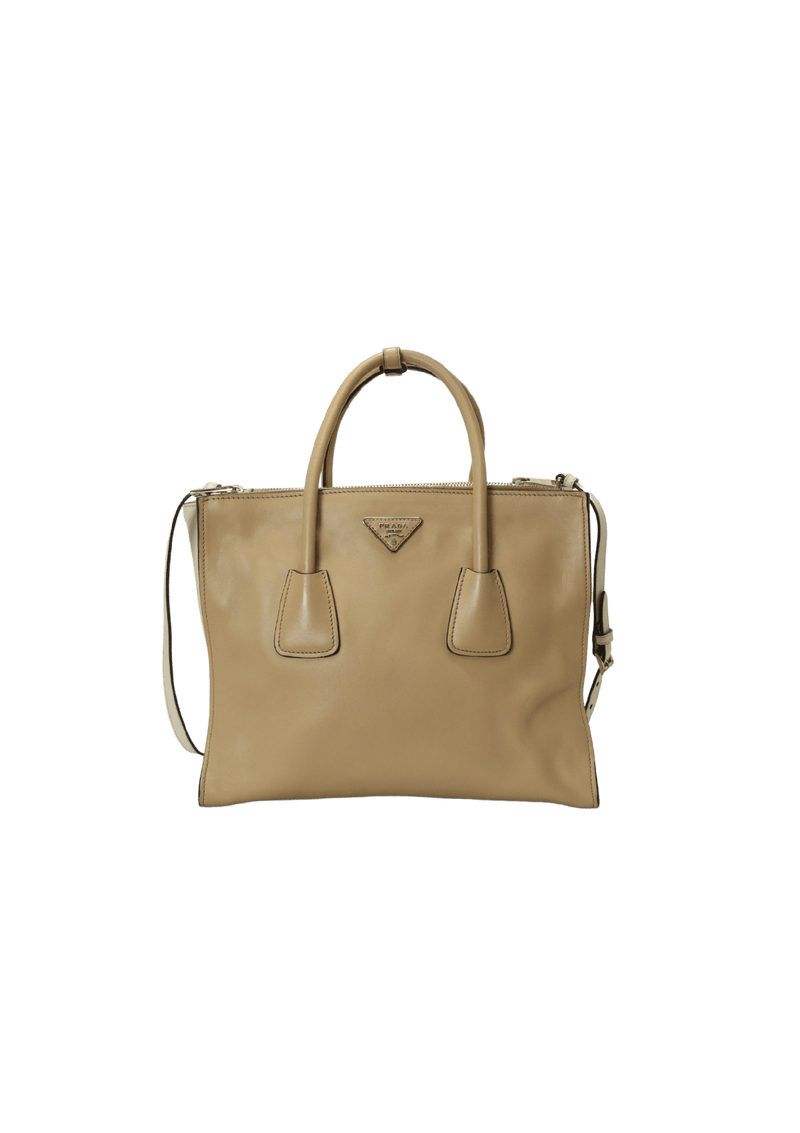 Bolsa Prada City Calf Double Zip Bag Bege Original – Gringa