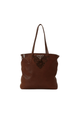 EMBROIDERED LEATHER TOTE