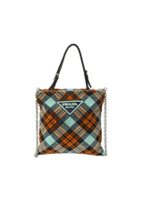 LOGO PLAQUE PLAID VELVET BAG