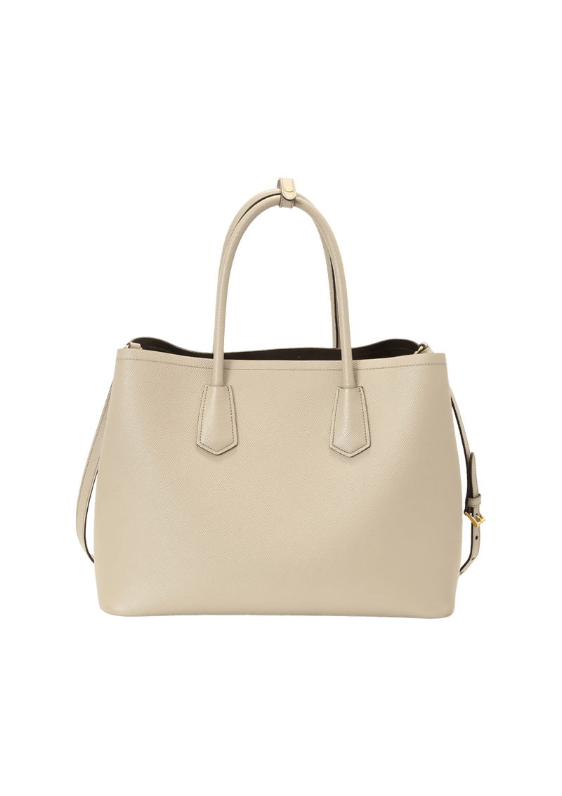 BOLSA PRADA LARGE SAFFIANO CUIR DOUBLE TOTE BEGE ORIGINAL – Gringa