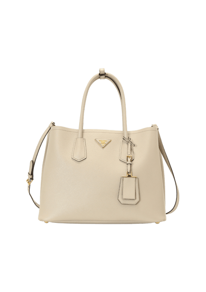 BOLSA PRADA LARGE SAFFIANO CUIR DOUBLE TOTE BEGE ORIGINAL – Gringa