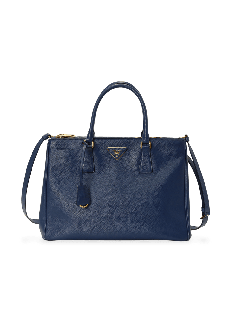 Bolsa Prada Saffiano Lux Double Zip Galleria Azul Original – Gringa