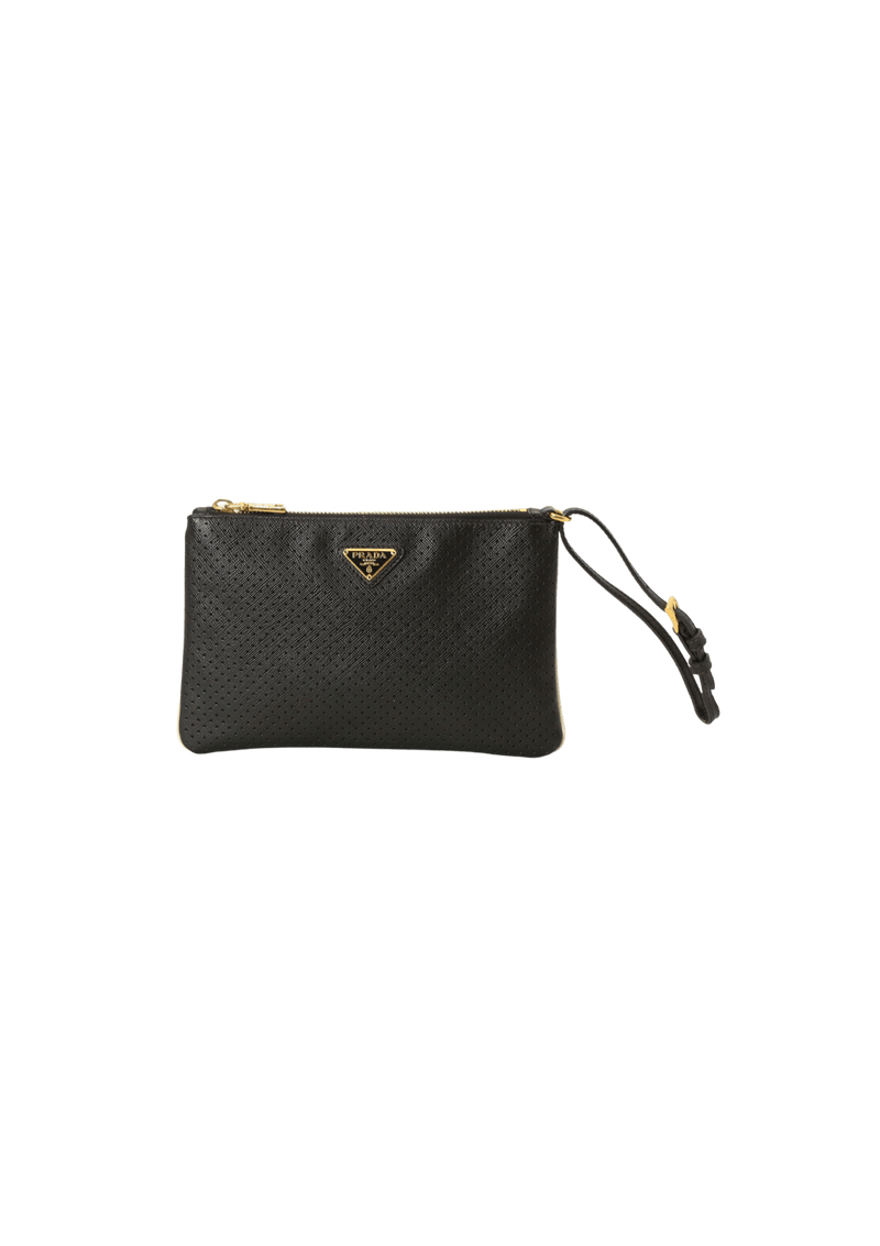 SAFFIANO PERFORATED WRISTLET BAG