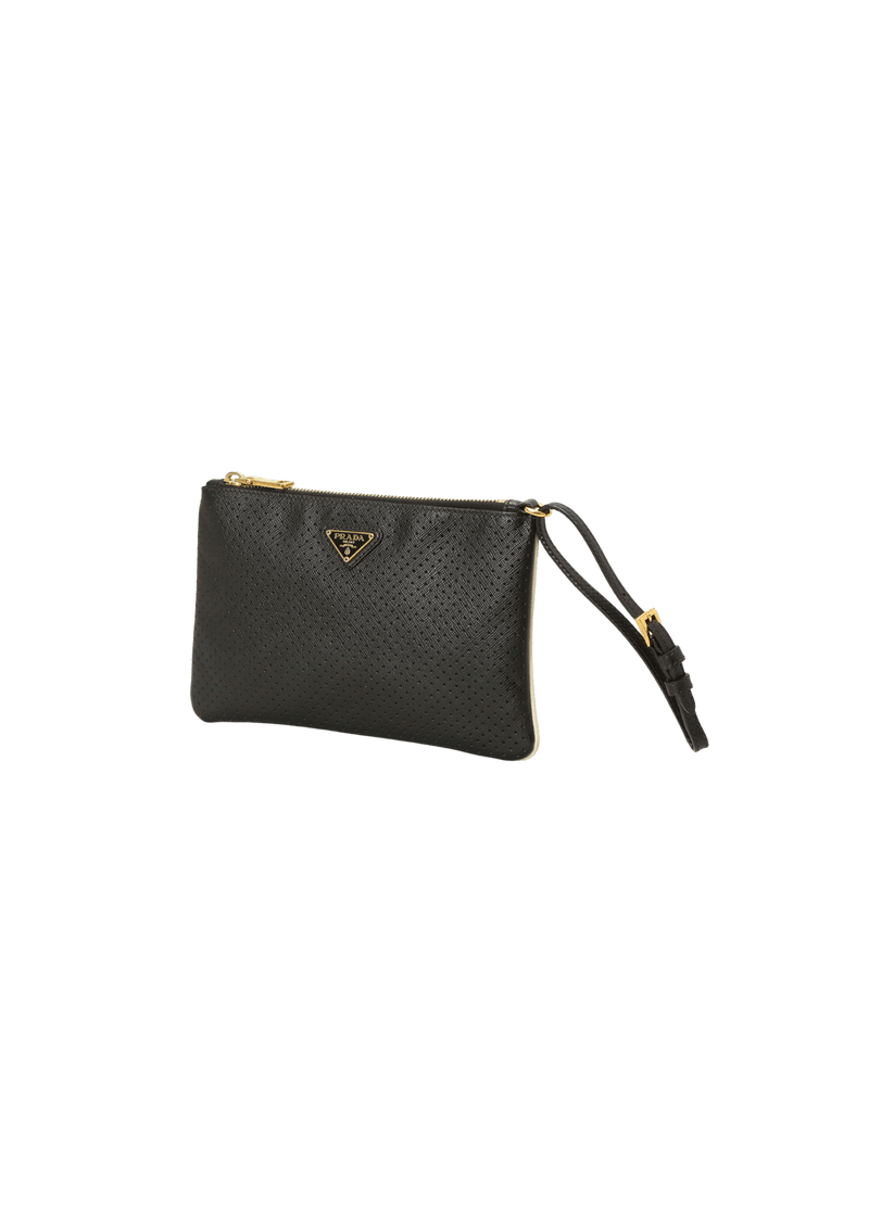 SAFFIANO PERFORATED WRISTLET BAG