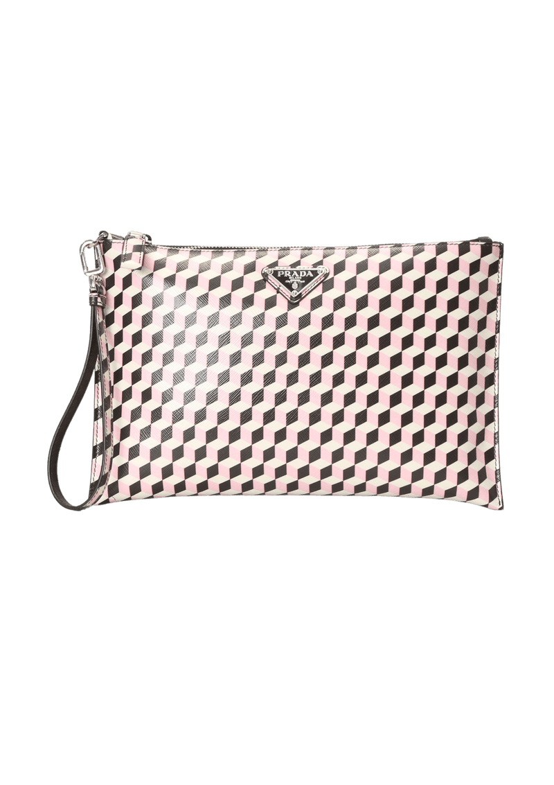 SAFFIANO WRISTLET PRINTED CLUTCH