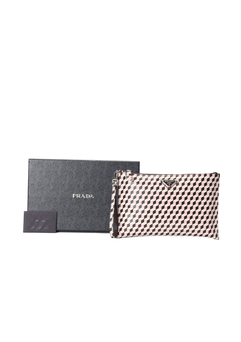 SAFFIANO WRISTLET PRINTED CLUTCH