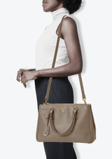 SMALL SAFFIANO LUX DOUBLE ZIP GALLERIA SATCHEL