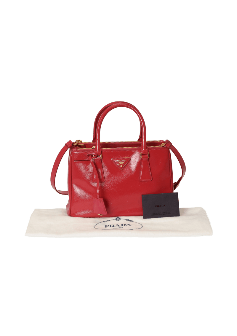 SMALL SAFFIANO LUX DOUBLE ZIP SATCHEL