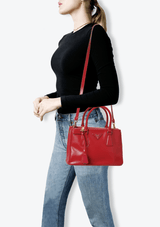 SMALL SAFFIANO LUX DOUBLE ZIP SATCHEL