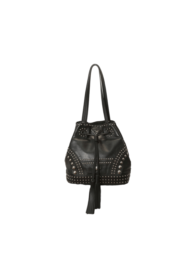 SOFT CALF STUDDED BUCKET BAG