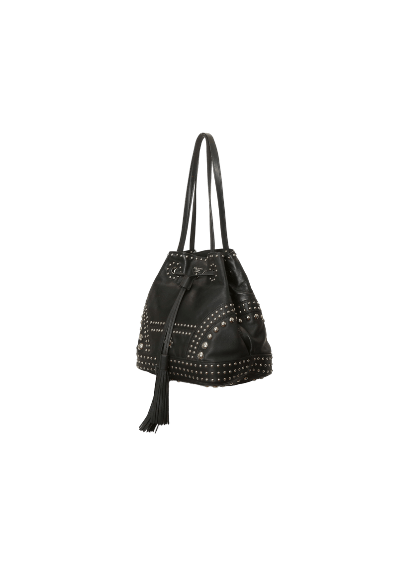 Prada studded bucket discount bag