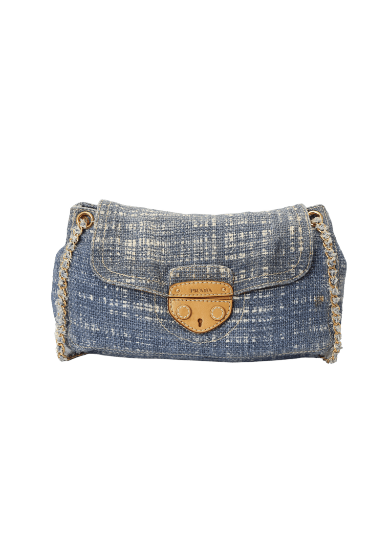 TWEED FLAP BAG DENIM