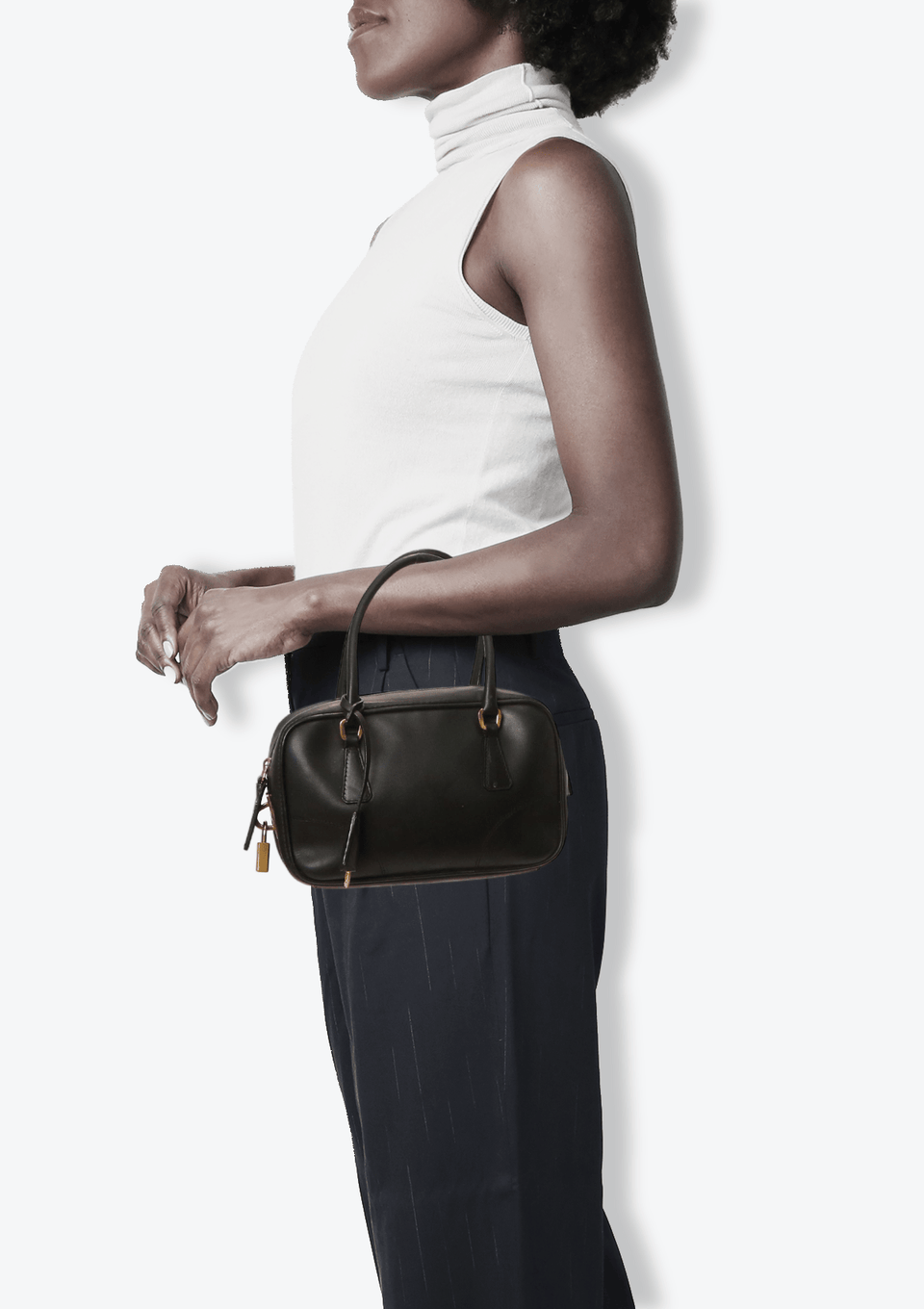 VINTAGE MINI CITY CALF BOWLER BAG