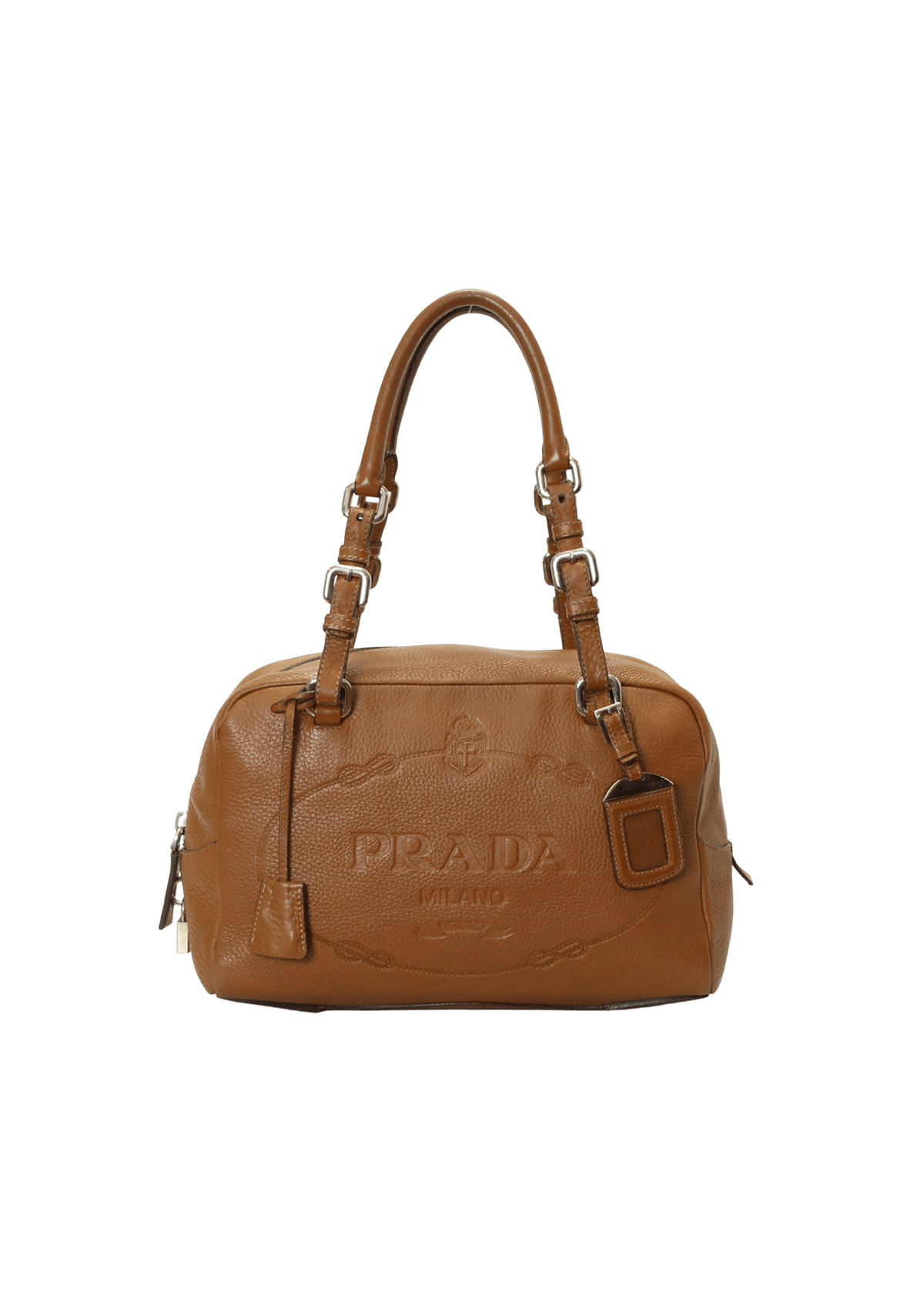 Bolsa Prada Vitello Daino Bauletto Bag Marrom Original – Gringa