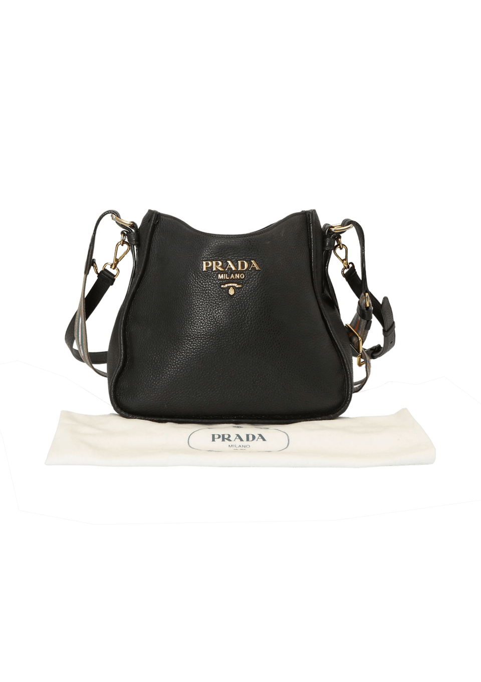 Bolsa Prada Vitello Daino Crossbody Preto Original – Gringa