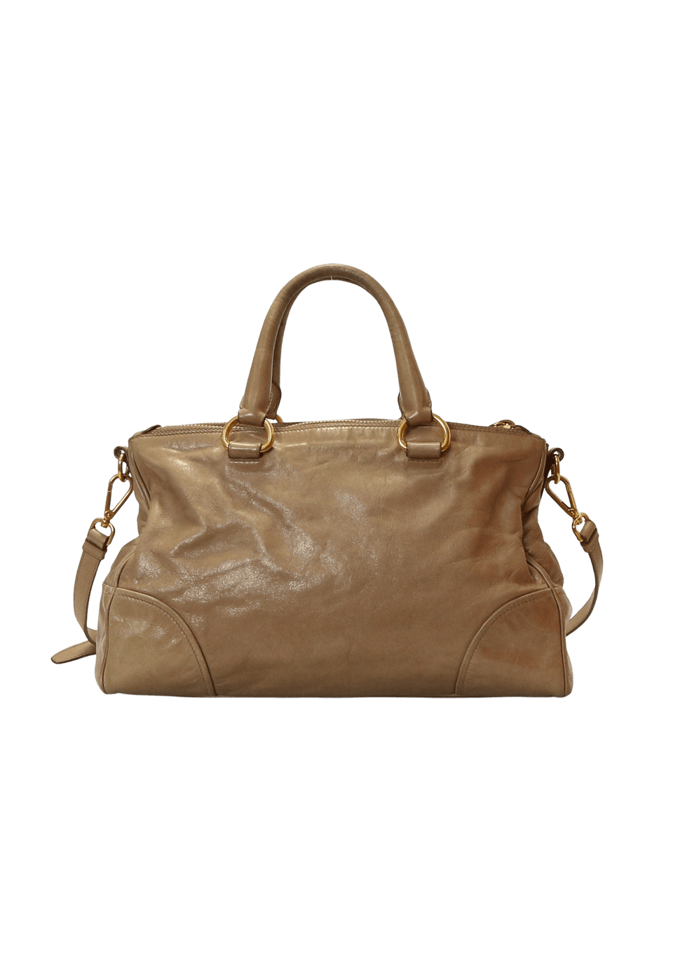 Bolsa Prada Vitello Double Zip Satchel Bege Original – Gringa