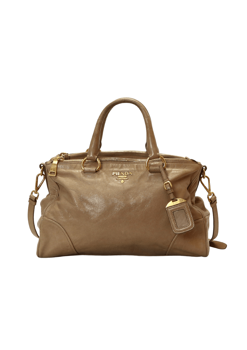 Bolsa Prada Vitello Double Zip Satchel Bege Original – Gringa
